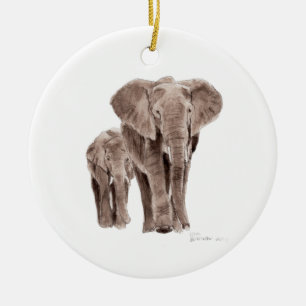 paar olifanten boomornament keramisch ornament