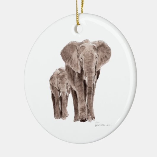 paar olifanten boomornament keramisch ornament (Links)