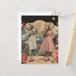 paar olifantendames Surrealistisch ontbijtcollage Briefkaart