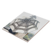 Paar onder een paraplu met de Eiffeltoren Tegeltje (Zijkant)