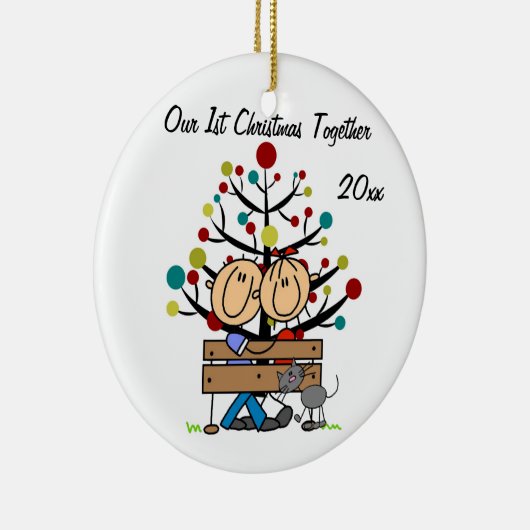 Paar op bank, gepersonaliseerde vakantiehuisstijl keramisch ornament (Rechts)