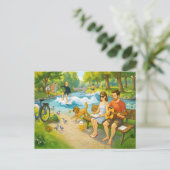 Paar op Bench bij Eisbach Engelse tuin München Feestdagenkaart (Staand voorkant)