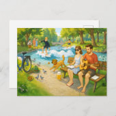 Paar op Bench bij Eisbach Engelse tuin München Feestdagenkaart (Voorkant / Achterkant)