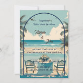 Paar op blauw strand met meeuwen kaart (Voorkant)