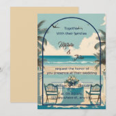 Paar op blauw strand met meeuwen kaart (Voorkant / Achterkant)