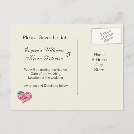 Paar op de fiets Retro Save the Date Briefkaart (Achterkant)