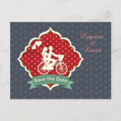 Paar op de fiets Retro Save the Date Briefkaart (Voorkant)