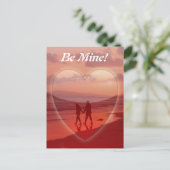 Paar op de Valentijn Beach Feestdagenkaart (Staand voorkant)