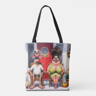 Paar op de veranda tote bag