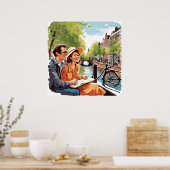 Paar op een Amsterdamse rondvaart Print (Keuken)
