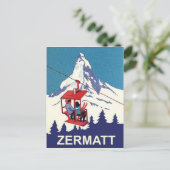 Paar op een skilift in Zermatt, oud reisje Briefkaart (Staand voorkant)