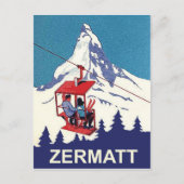 Paar op een skilift in Zermatt, oud reisje Briefkaart (Voorkant)