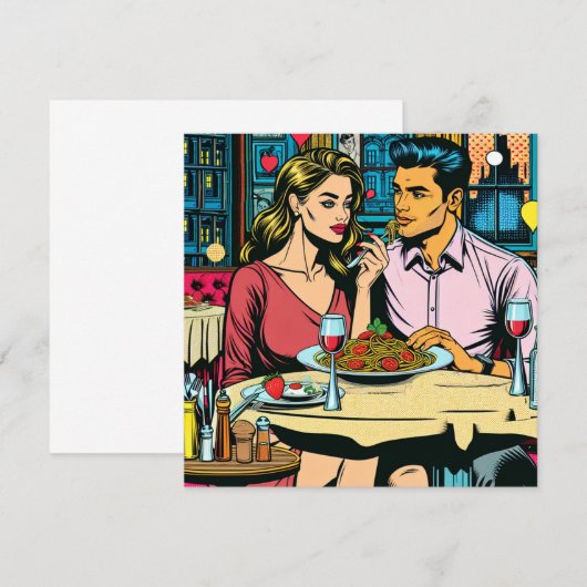 Paar op eerste date | Spaghettisdiner (Voorkant / Achterkant)