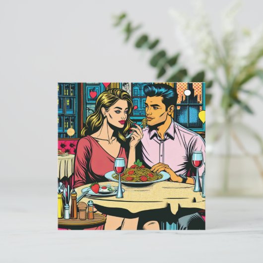 Paar op eerste date | Spaghettisdiner (Staand voorkant)