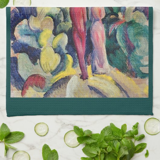 Paar op Forest Track tegen August Macke Theedoek (Gevouwen)