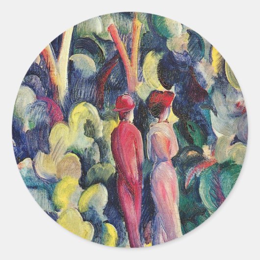 Paar op het bospad door August Macke Ronde Sticker (Voorkant)