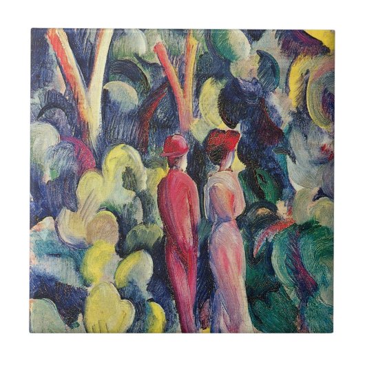 Paar op het bospad door August Macke Tegeltje (Voorkant)