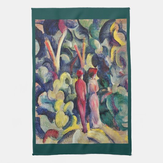 Paar op het bospad door August Macke Theedoek (Verticaal)