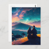 Paar op het dak briefkaart (Voorkant / Achterkant)