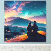 Paar op het dak canvas afdruk (Insitu (Houten vloer))