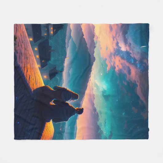 Paar op het dak fleece deken (Voorkant (Horizontaal))