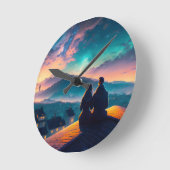 Paar op het dak ronde klok (Hoek)