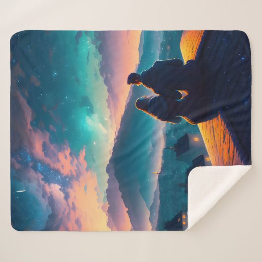 Paar op het dak sherpa deken (Voorkant (horizontaal))