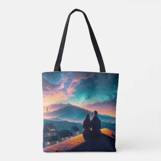 Paar op het dak tote bag (Achterkant)