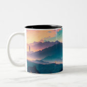 Paar op het dak tweekleurige koffiemok (Links)