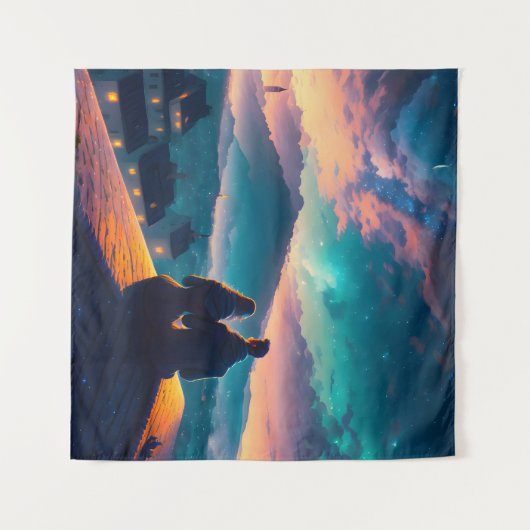 Paar op het dak wandkleed (Voorkant (horizontaal))