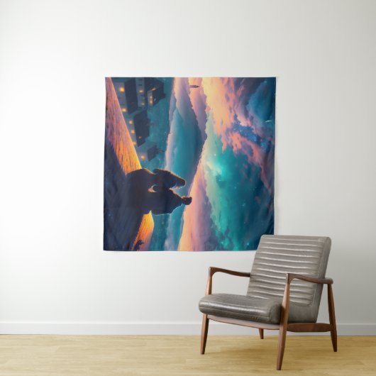 Paar op het dak wandkleed (In Situ (horizontaal))