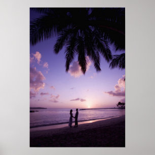 Paar op het strand, Windstoorzender Landing, Saint Poster