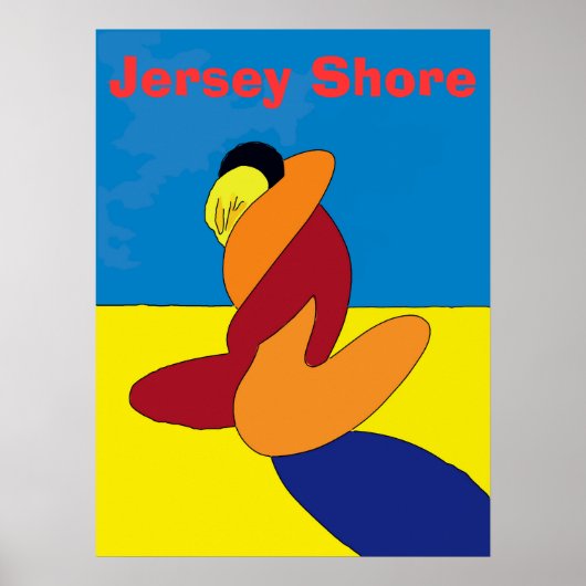 Paar op Jersey Shore Beach Abstract Poster (Voorkant)