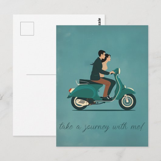 Paar op Motorfiets Briefkaart (Voorkant / Achterkant)