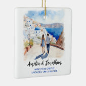 Paar op Santorini Island | Waterverf Reiskunst Keramisch Ornament (Rechts)
