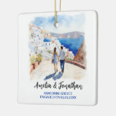 Paar op Santorini Island | Waterverf Reiskunst Keramisch Ornament (Links)