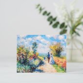 Paar op tuinpad bij het meer feestdagenkaart (Staand voorkant)