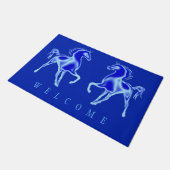 Paar Paard Blauwe Deurmat (Schuin)