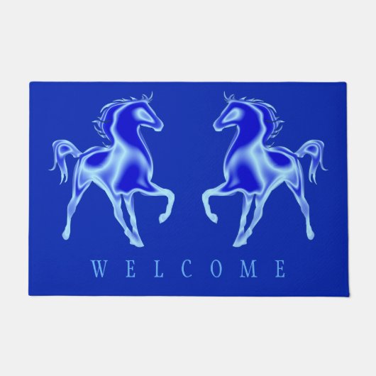 Paar Paard Blauwe Deurmat (Voorkant)