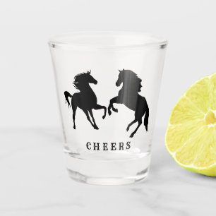 Paar Paard Shot Glass Cheers - aangepaste tekst Glas