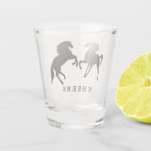 Paar Paard Shot Glass Cheers - aangepaste tekst Shot Glas (Achterkant)