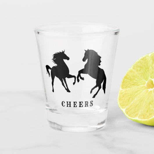 Paar Paard Shot Glass Cheers - aangepaste tekst Shot Glas (Voorkant)