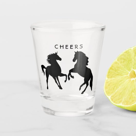 Paar Paard Shot Glass Cheers - aangepaste tekst Shot Glas (Voorkant)