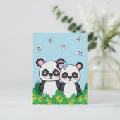 Paar panda's briefkaart (Staand voorkant)