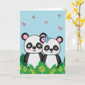 Paar panda's kaart (Gele Bloem)
