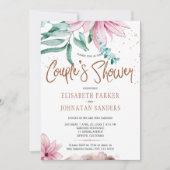 Paar partij bloemenglitter script koppels douche kaart (Voorkant)