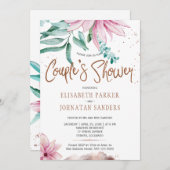 Paar partij bloemenglitter script koppels douche kaart (Voorkant / Achterkant)