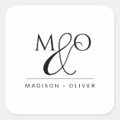 Paar Passen getrouwd Ampersand Monogram Envelop Af Vierkante Sticker (Voorkant)