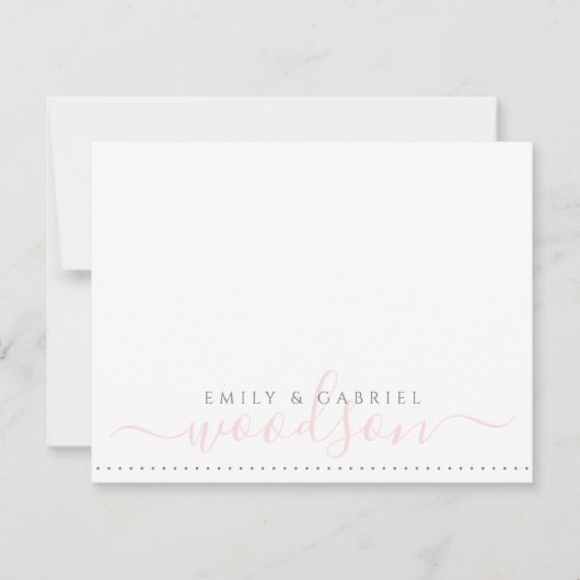 Paar Passen getrouwd Naam Weddenschap Monogram roz Notitiekaartje (Voorkant)