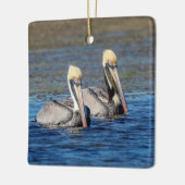Paar pelikanen keramisch ornament (Links)